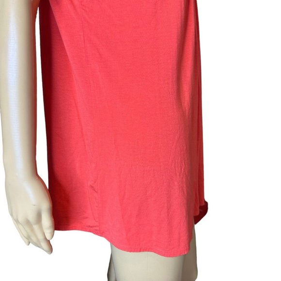 Elie Tahari Valencia Blouse Size XL TG Coral Short Sleeves Cowl Neck Stretch - Picture 9 of 13